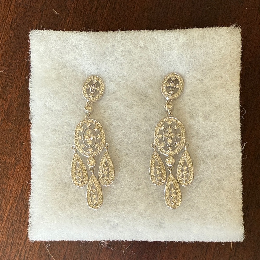 Elegant Nadri Silver Chandelier Earrings. Perfect.